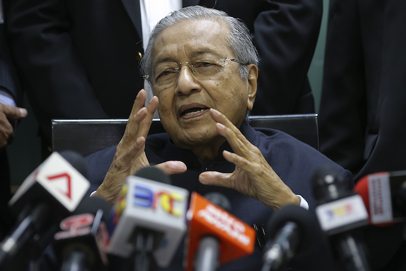 Tun Dr Mahathiru00c2u00a0giving a press conference at the Opposition office in the Parliament building, Kuala Lumpur March 6, 2018.u00c2u00a0u00e2u20acu201d Picture by Azneal Ishak
