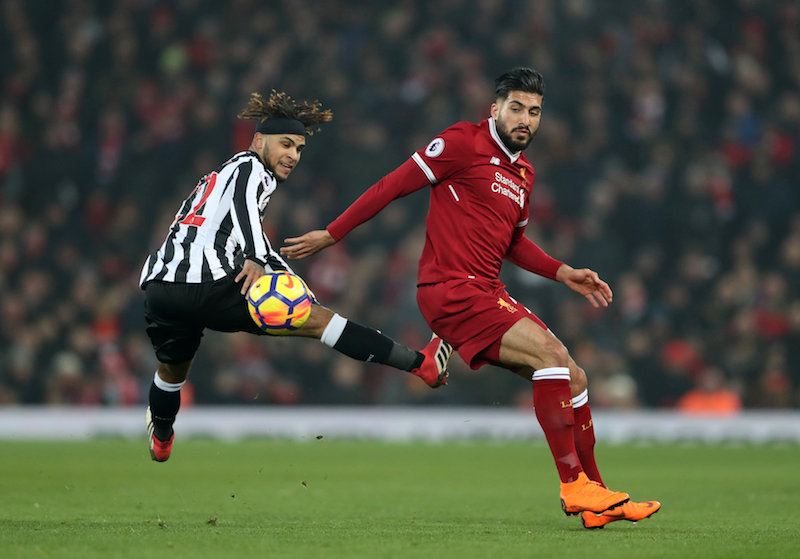 Liverpool's Emre Can in action with Newcastle United's DeAndre Yedlin during their Premier League match in Liverpool March 3, 2018. u00e2u20acu201d Reuters pic