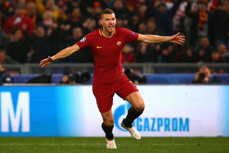 Romau00e2u20acu2122s Edin Dzeko celebrates scoring their first goal against Shakhtar Donetsk at Stadio Olimpico in Rome March 13, 2018. u00e2u20acu201d Reuters pic