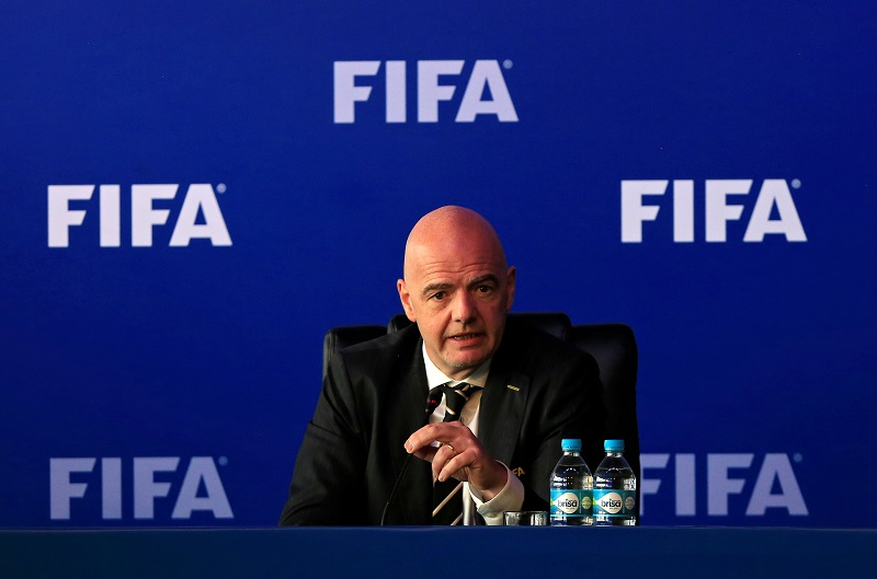 Fifa President Gianni Infantino speaks during a news conference after a Fifa Council meeting in Bogota, Colombia March 16, 2018. u00e2u20acu201d Reuters pic