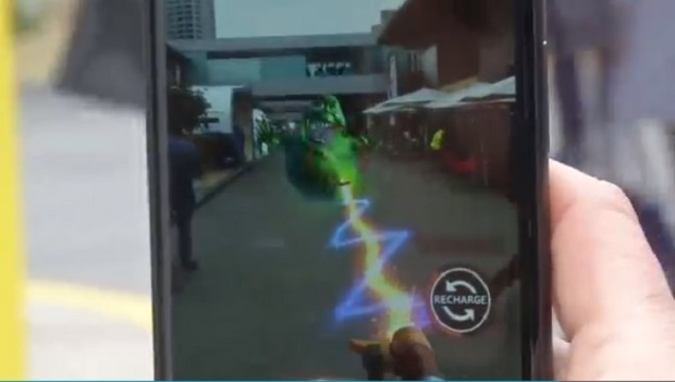 AR game Ghostbusters World is still under development, but itu00e2u20acu2122s due to launch on both Android and iOS devices later this year. u00e2u20acu201d Screen capture via Reuters video