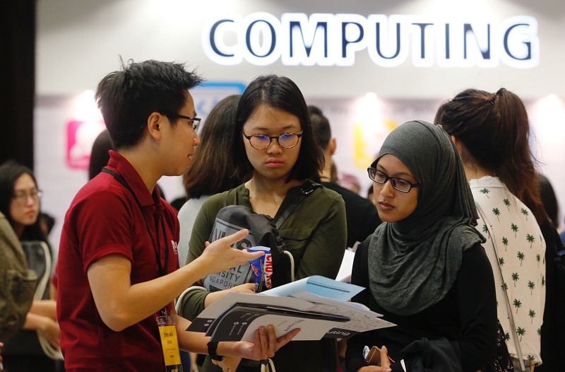 Computer Science students and interested applicants at the NUS Computing Open Day in Singapore March 10, 208. 