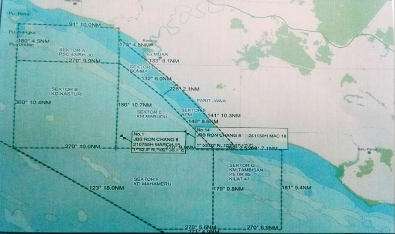 A map of the search and rescue efforts which concentrates on a visual surface search covering an area of 360 nautical miles. u00e2u20acu201d  Picture courtesy of Malaysian Maritime Enforcement Agency 