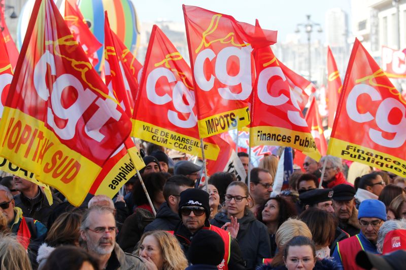 Protesters attend a demonstration during a national day of strike against reforms in Marseille, March 22, 2018. u00e2u20acu2022 Reuters pic