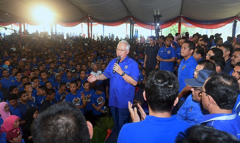 Prime Minister and BN chairman Datuk Seri Najib Razak at the opening of the BN Youth and Puteri machineries gathering at the National Youth Skills Institute in Pagoh March 10, 2018. u00e2u20acu201d Bernama pic