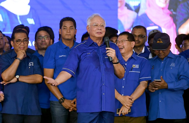 Prime Minister and BN chairman Datuk Seri Najib Razak at the opening of the BN Youth and Puteri machineries gathering at the National Youth Skills Institute in Pagoh March 10, 2018. u00e2u20acu201d Bernama pic