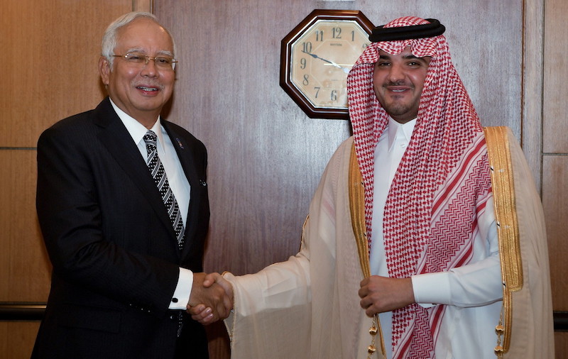 Prime Minister Datuk Seri Najib Razak meets Saudi Arabia's Minister of Interior, Prince Abdulaziz Saud Al-Saud, at the Parliament building in Kuala Lumpur March 15, 2018. u00e2u20acu201d Bernama pic