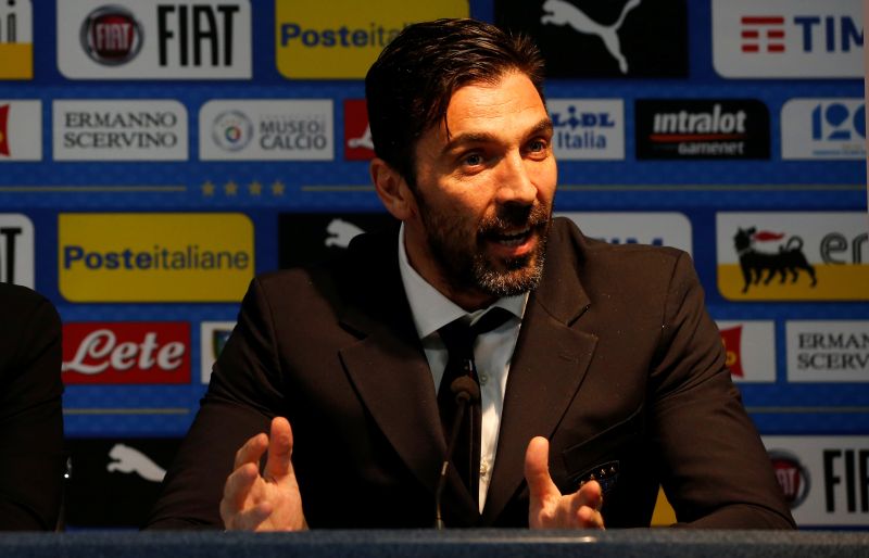 Italy's Gianluigi Buffon speaks to the press at the Etihad Stadium, Manchester on March 22, 2018. u00e2u20acu201d Reuters pic
