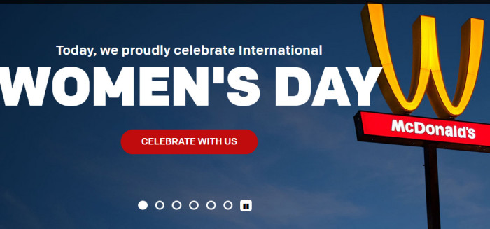 A screenshot from McDonald’s US shows their flipped Golden Arches to celebrate International Women’s Day on its social media platforms.  
