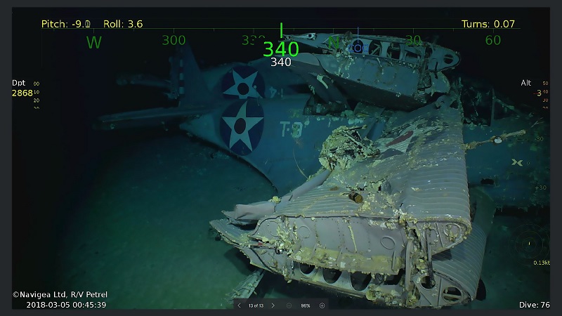 This handout photograph photo obtained March 5, 2018 courtesy of Paul G. Allen shows wreckage from the USS Lexington, a US aircraft carrier which sank during World War II, that has been found in the Coral Sea. — AFP pic  