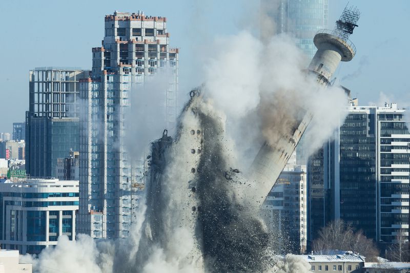The unfinished and abandoned TV tower collapses during a controlled demolition in Yekaterinburg, Russia March 24, 2018. u00e2u20acu201d Reuters pic