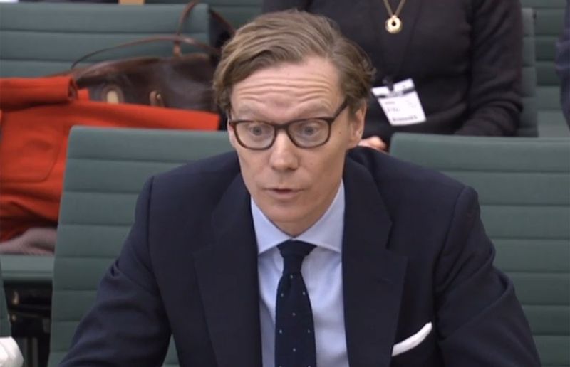 A video grab of February 27, 2018 shows Chief Executive, Cambridge Analytica, Alexander Nix, giving evidence on the subject of fake news at the Houses of Parliament in London on February 27, 2018. u00e2u20acu201d AFP pic