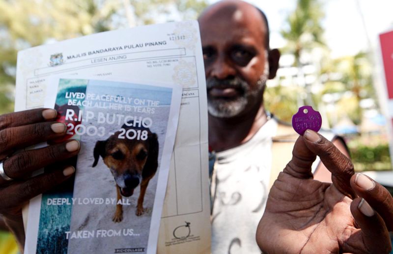 K. Chendeladevan, 49, claimed his 15-year-old dog was tranquilised and taken away by MBPP dog catchers. u00e2u20acu201d Picture by Sayuti Zainudin