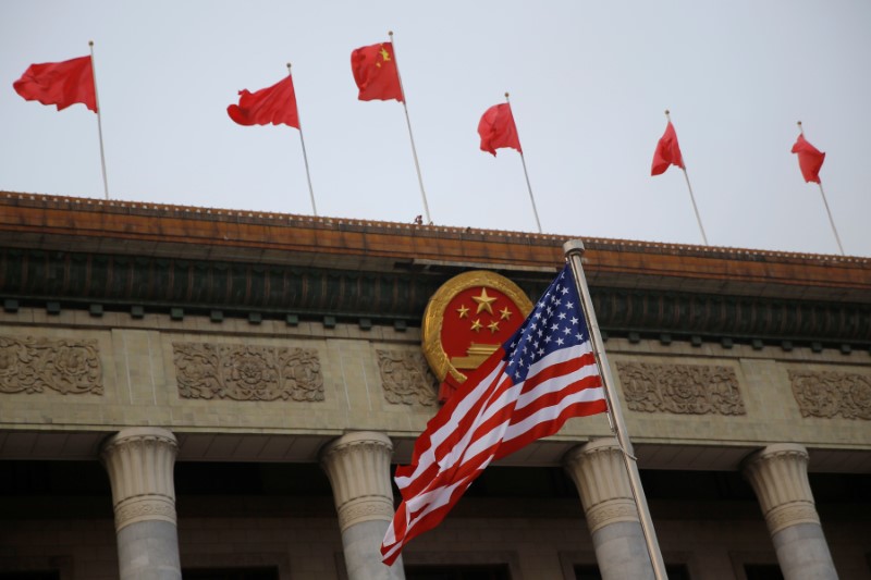 A US flag is seen during a welcoming ceremony in Beijing, China, November 9, 2017. u00e2u20acu201d Reuters pic
