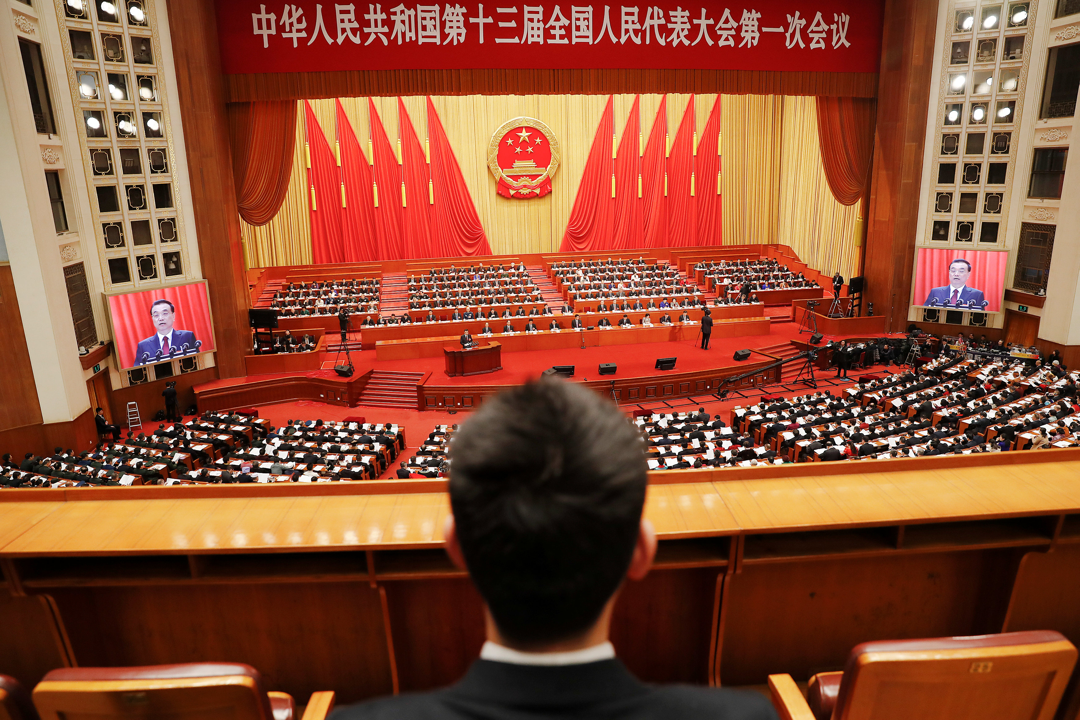Chinese Premier Li Keqiang delivers his speech during the opening session of the National People's Congress at the Great Hall of the People in Beijing, China March 5, 2018. u00e2u20acu201d Reuters pic 