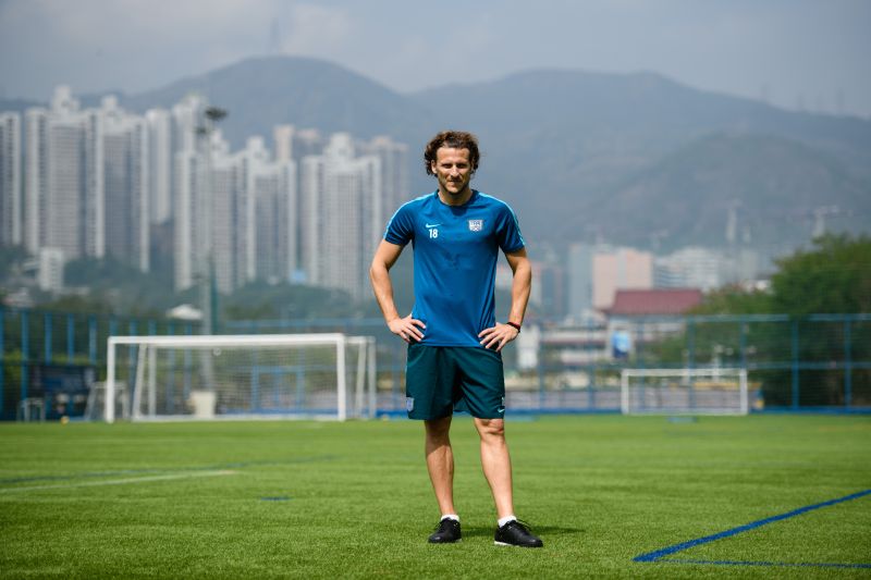 Uruguayan player Diego Forlan poses before a team training session with Hong Kong Premier League football club Kitchee in Hong Kong March 1, 2018. u00e2u20acu201d AFP picnn