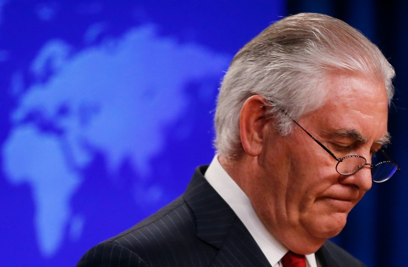 Rex Tillerson speaks to the media at the US State Department after being fired as Secretary of State by President Donald Trump in Washington March 13, 2018. u00e2u20acu201d Reuters pic