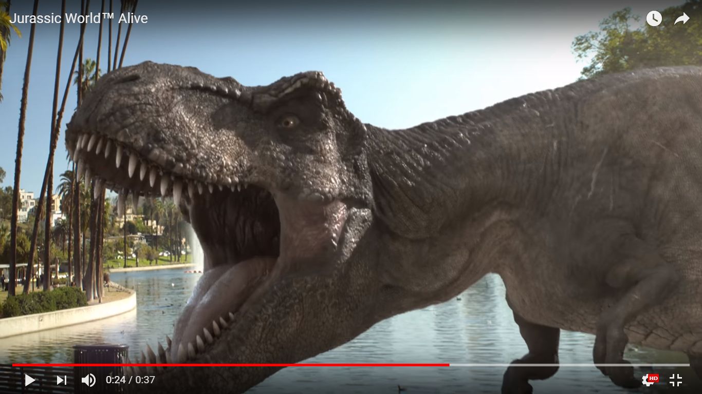 A YouTube screenshot of mobile game u00e2u20acu02dcJurassic World Aliveu00e2u20acu2122.