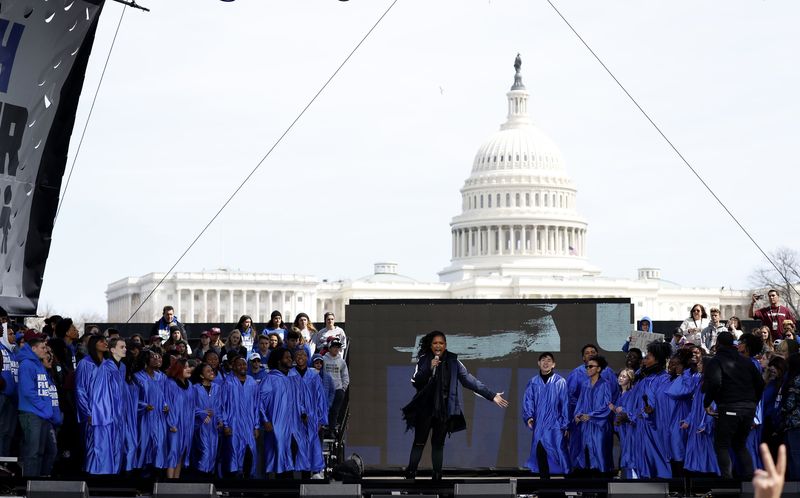 Singer Jennifer Hudson and the DC Choir perform the song u00e2u20acu02dcThe Times They Are A-Changinu00e2u20acu2122 as students and gun control advocates hold the u00e2u20acu02dcMarch for Our Livesu00e2u20acu2122 event demanding gun control after recent school shootings at a rally in Washington, March 