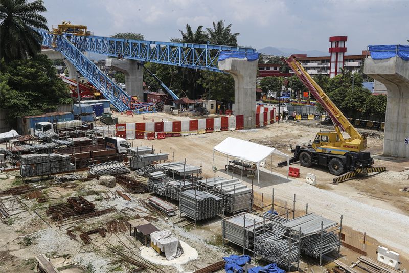 The site of the Jinjang MRT construction site when a launching girder crane collapsed late last night. u00e2u20acu2022 Picture by Azneal Ishak