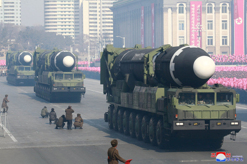Intercontinental ballistic missiles are seen at a grand military parade in the Kim Il Sung Square, Pyongyang, in this photo released by North Korea's Korean Central News Agency (KCNA) February 9, 2018. u00e2u20acu201d Reuters pic