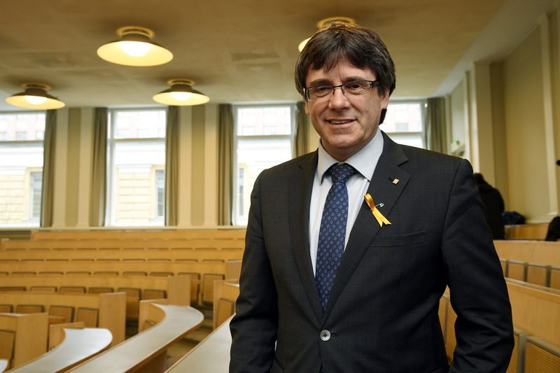 Pro-independence Cataloniau00e2u20acu2122s deposed leader Carles Puigdemont lectures at the University of Helsinki, Finland March 23, 2018. u00e2u20acu201d Lehtikuva/Markku Ulander/Reuters pic