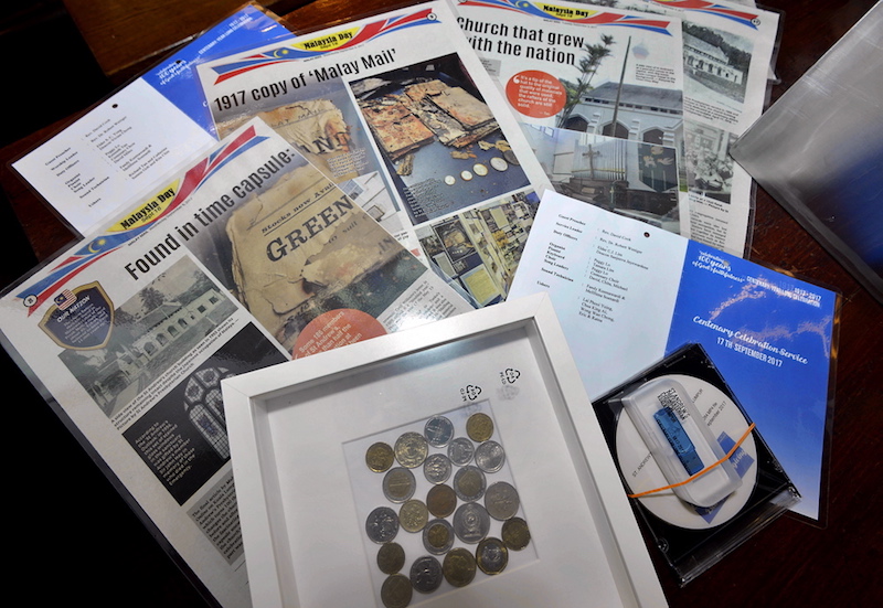 The second time capsule will contain Malay Mail articles, a Bible, coins from the church’s donation box, a church service program and a digital history of the church. — Picture by Ham Abu Bakar