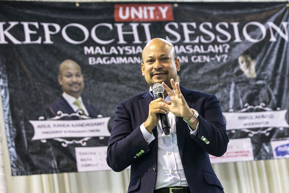 President and 1MDB Executive Director, Arul Kanda Kandasamy speaks at the Kepochi Forum entitled u00e2u20acu2122Malaysia Is Troubled? What About Gen-Y?u00e2u20acu2122 at Banquet Siti Catering hall, April 21, 2018. u00e2u20acu201d Picture by by Hari Anggara