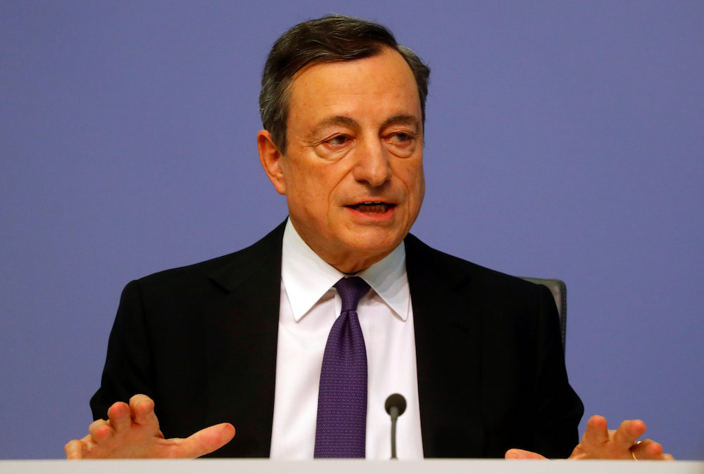 European Central Bank (ECB) President Mario Draghi holds a news conference following the governing council's interest rate decision at the ECB headquarters in Frankfurt April 26, 2018. u00e2u20acu201d Reuters pic