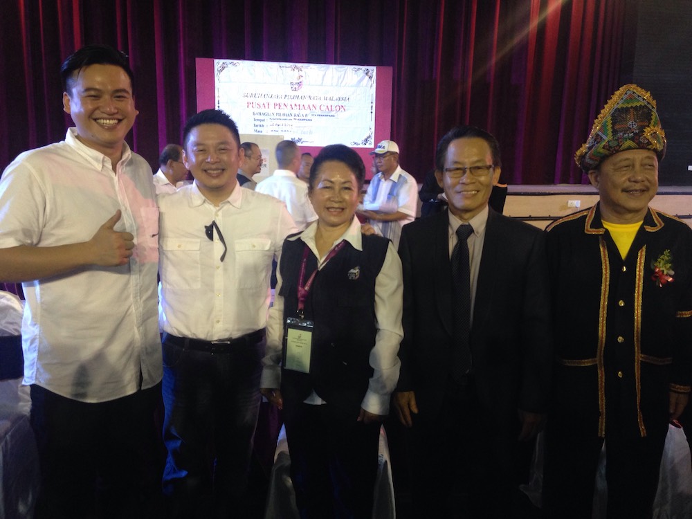 Penampang candidates Malakun (left) Leiking, (2nd from left) returning offer Luvita Koisun, Cleftus (2nd from right) and Bosi (right). u00e2u20acu201d Picture by Julia Chan
