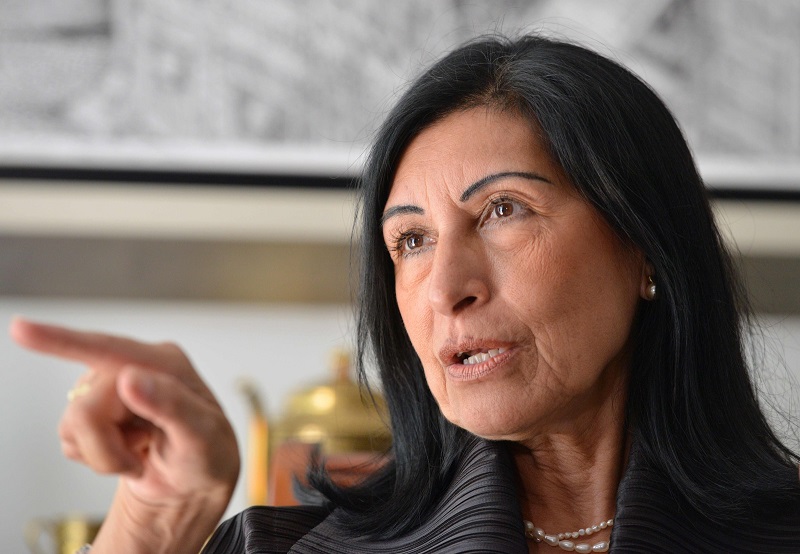 Peruvian historian Maritza Villavicencio speaks during an interview with AFP in Lima on March 14, 2018.