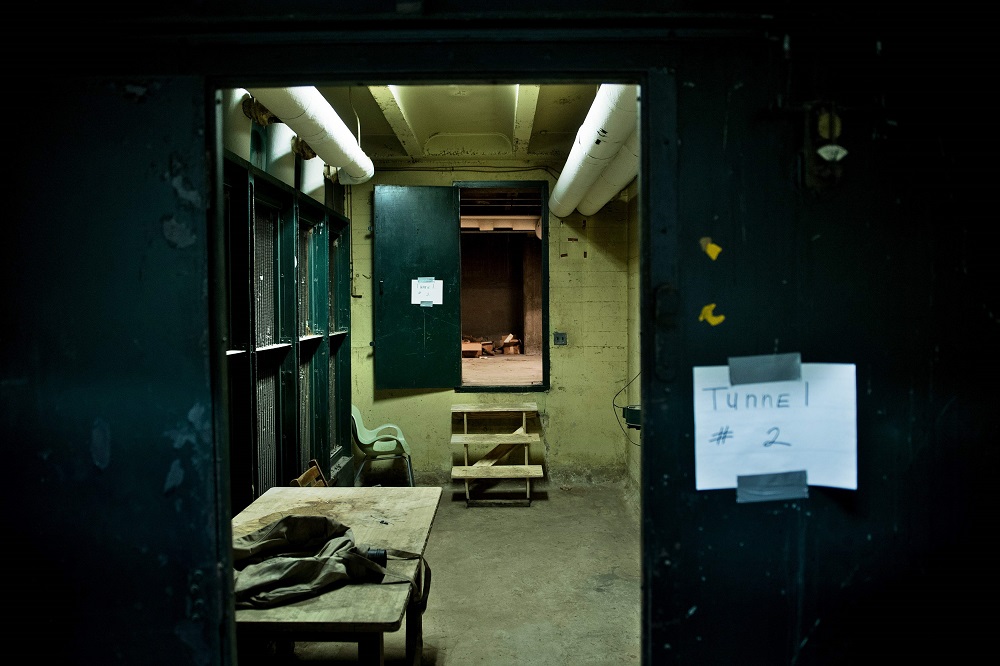 The entrance to a former Civil Defence fallout shelter is seen beneath the Oyster-Adams School in Washington April 17, 2018. — AFP pic