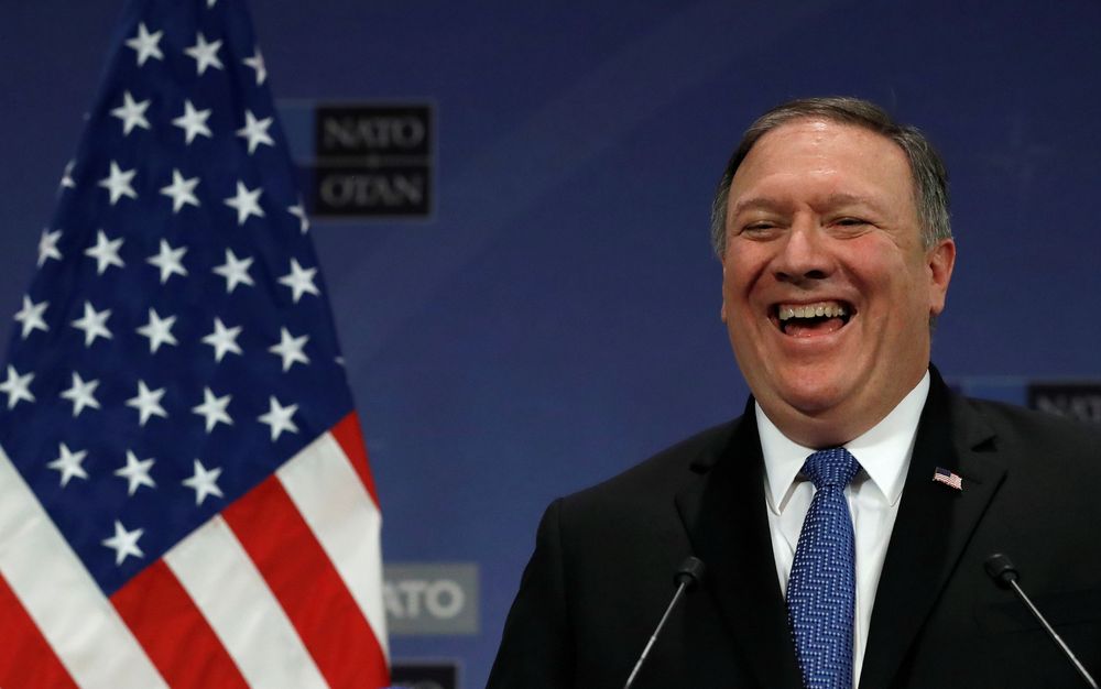 US Secretary of State Mike Pompeo smiles as he attends a news conference after a Nato foreign ministers meeting at the Allianceu00e2u20acu2122s headquarters, in Brussels, Belgium April 27, 2018. u00e2u20acu201d Reuters pic