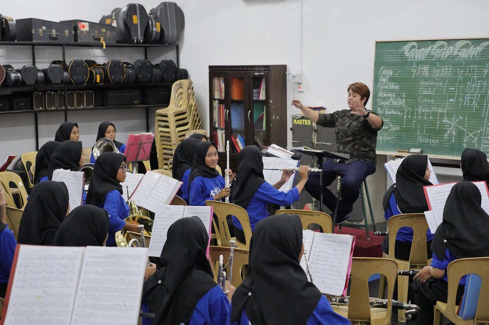 The band during practice. ― Picture courtesy of Sekolah Tun Fatimah Brass Band