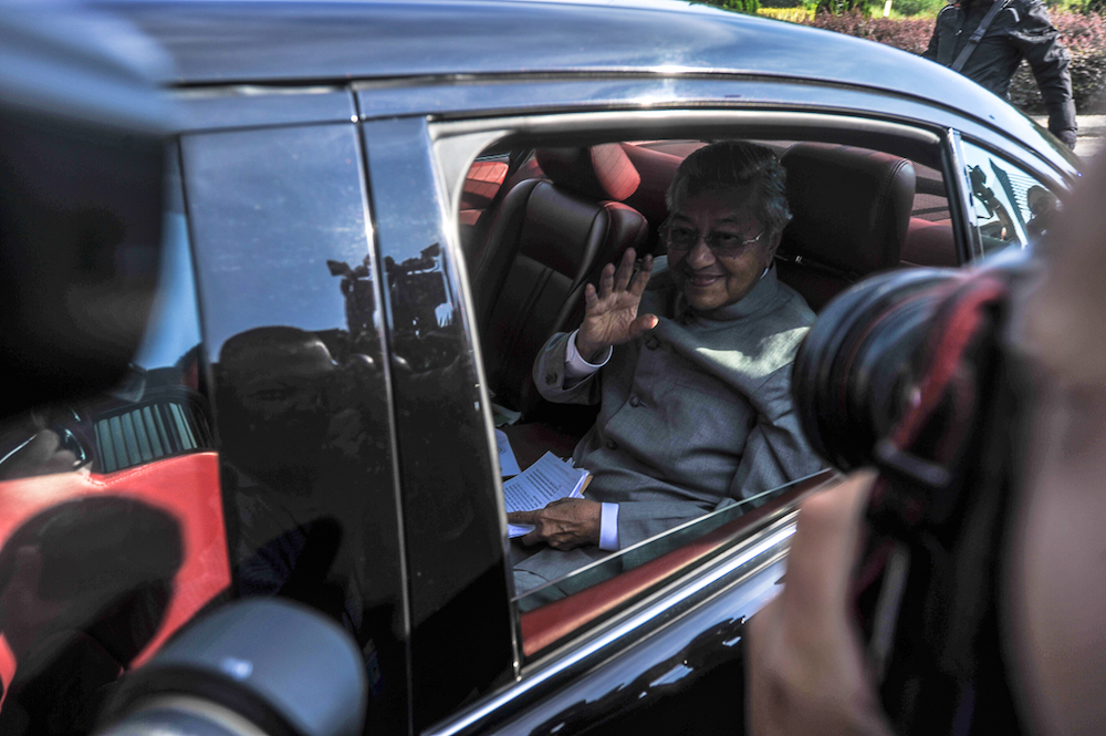 Prime Minister Tun Dr Mahathir Mohamad arrives for a special meeting with government officials at Perdana Leadership Foundation in Putrajaya May 14, 2018. u00e2u20acu201d Picture by Shafwan Zaidon