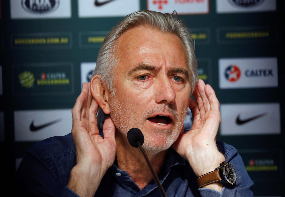 Australia Socceroos head coach Bert van Marwijk speaks during a news conference in Sydney May 7, 2018. u00e2u20acu201d Reuters pic