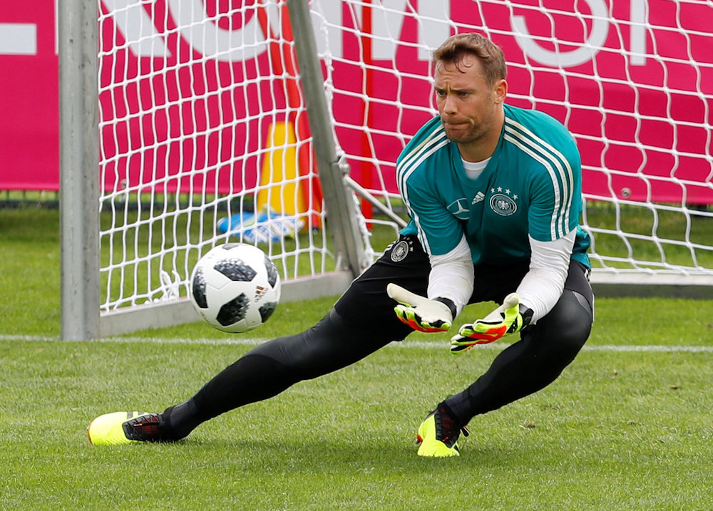 Germanyu00e2u20acu2122s Manuel Neuer is seen during training for the 2018 Fifa World Cup in Eppan May 24, 2018. u00e2u20acu201d Reuters pic