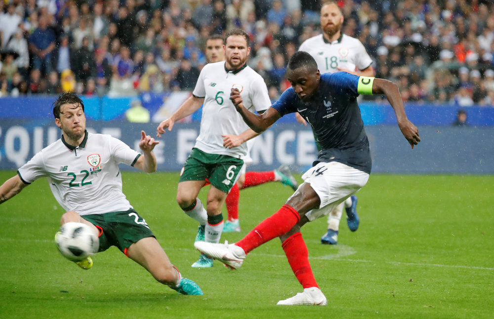 Franceu00e2u20acu2122s Blaise Matuidi shoots at goal during the international friendly with Republic of Ireland in Paris May 28, 2018. u00e2u20acu201d Reuters pic