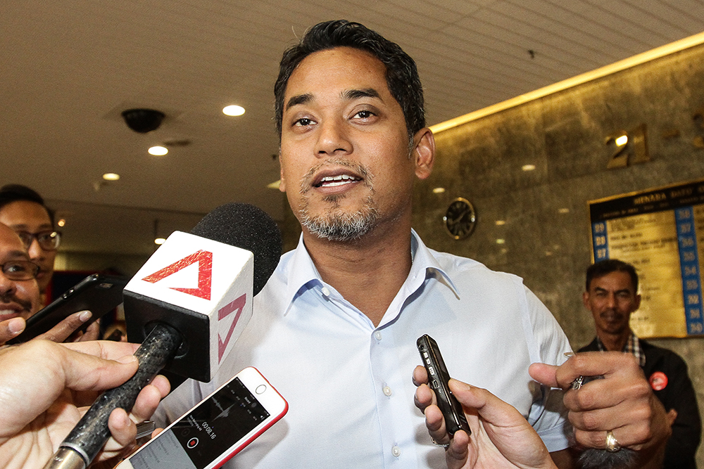 Umno Youth chief Khairy Jamaluddin speaks to reporters at PWTC in Kuala Lumpur May 19, 2018. u00e2u20acu201dPicture by Miera Zulyana