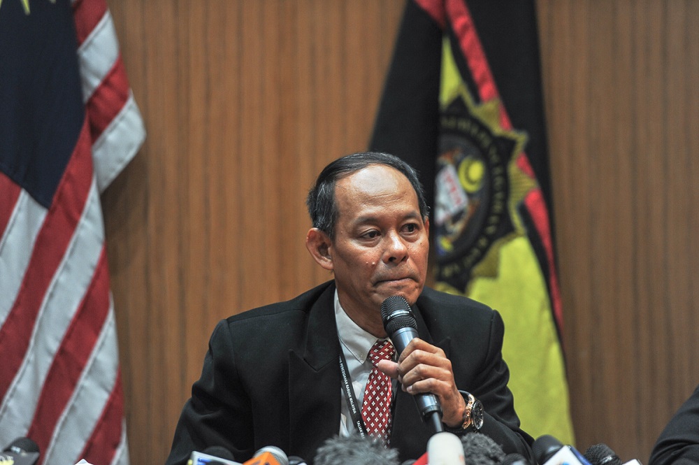 Malaysian Anti-Corruption Commission (MACC) chief commissioner Datuk Sri Mohd Shukri Abdull reacts during a press conference at the MACC headquarters in Putrajaya May 22, 2018. u00e2u20acu201d Picture by Shafwan Zaidon