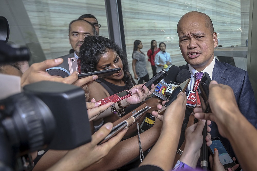 EPF chief executive officer Datuk Shahril Ridza Ridzuan speaks to reporters after meeting the Councils of Elders at Ilham Tower in Kuala Lumpur May 28, 2018. u00e2u20acu201d Picture by Hari Anggarann