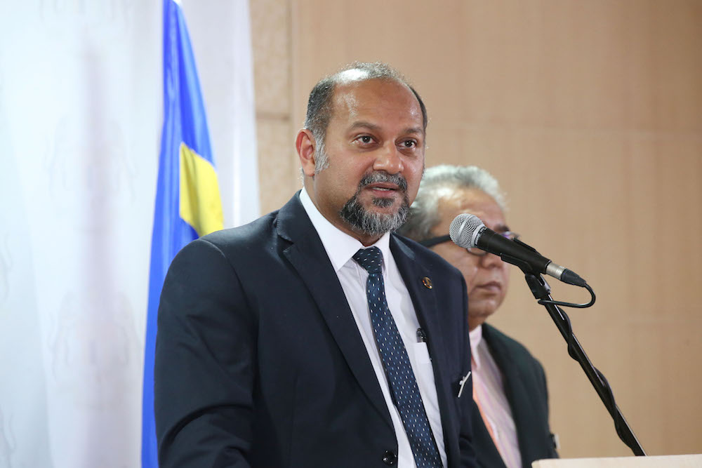 Minister of Communications and Media Gobind Singh Deo speaks during a press conference at the Ministry of Finance in Putrajaya May 31, 2018. u00e2u20acu201d Picture by Azinuddin Ghazali 