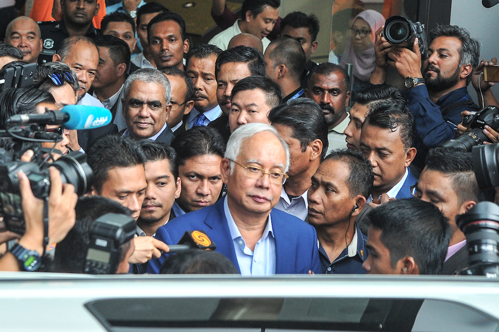 Former Prime Minister Datuk Seri Najib Razak leaves the MACC headquarters in Putrajaya May 22, 2018. u00e2u20acu201d Picture by Shafwan Zaidon