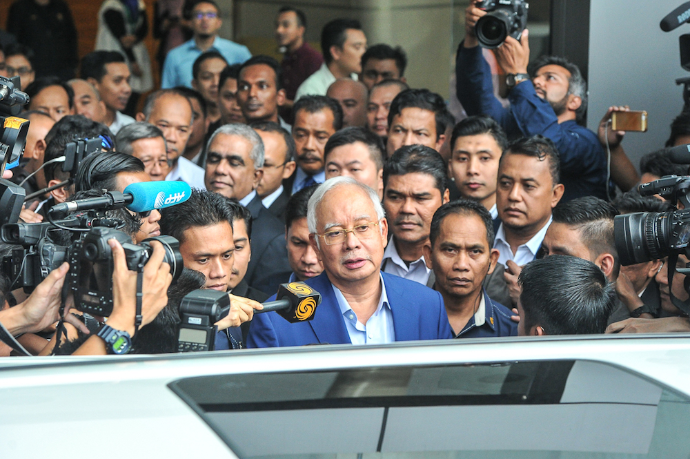 Former Prime Minister Datuk Seri Najib Razak leaves the MACC headquarters in Putrajaya May 22, 2018. u00e2u20acu201d Picture by Shafwan Zaidon