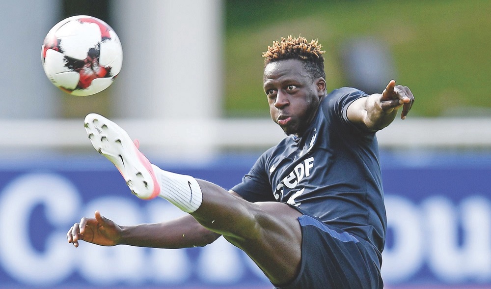 France's defender Benjamin Mendy kicks the ball during a training session in Clairefontaine-en-Yvelines in France June 5, 2017. u00e2u20acu201d AFP pic