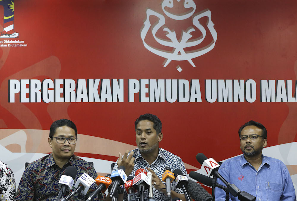 Khairy Jamaluddin gives a press conference at Menara Dato Onn in Kuala Lumpur May 14, 2018. u00e2u20acu201d Picture by Azneal Ishak