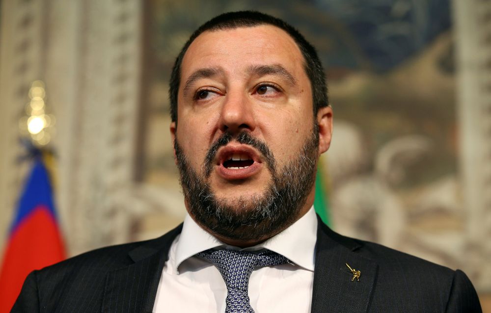 League party leader Matteo Salvini speaks to the media during the second day of consultations with Italian President Sergio Mattarella at the Quirinal Palace in Rome April 5, 2018. u00e2u20acu2022 Reuters pic