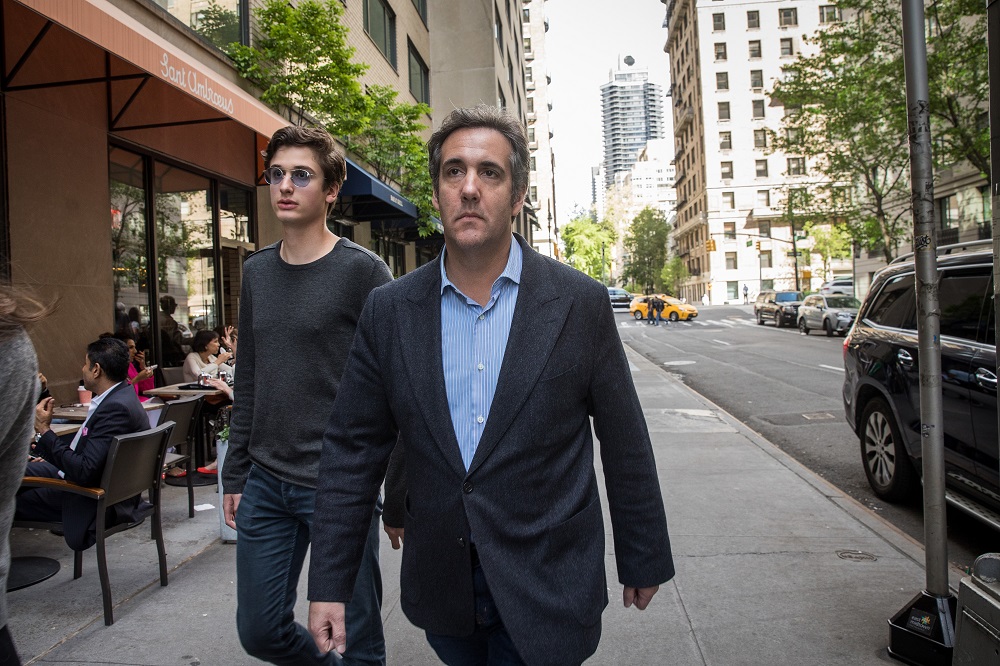 Michael Cohen, former personal attorney for US President Donald Trump, walks with his children as he exits the Loews Regency Hotel, May 11, 2018 in New York City. u00e2u20acu201d AFP pic
