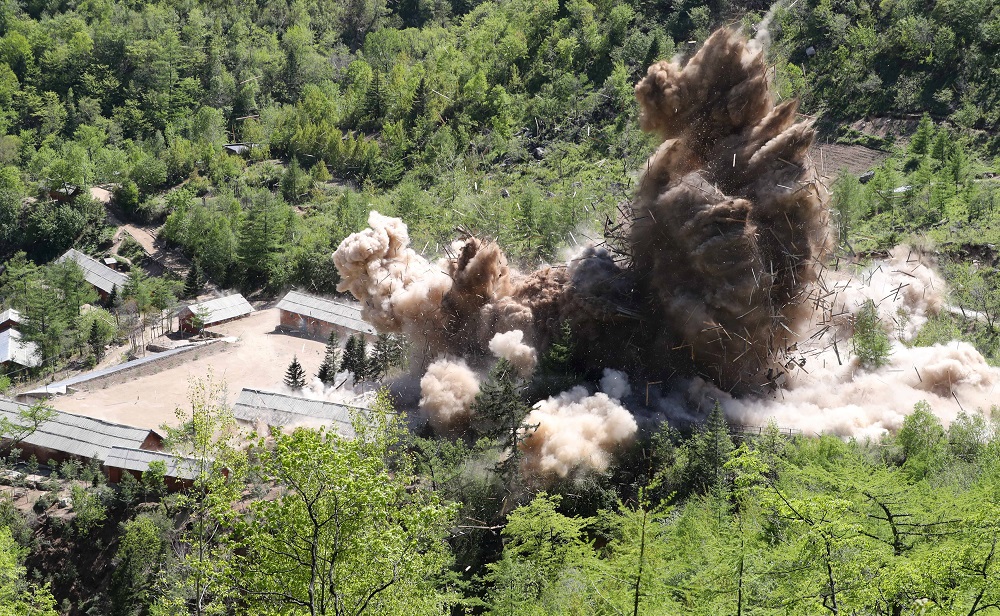 A command post and barracks of Punggye-ri nuclear test ground are blown up during the dismantlement process in Punggye-ri, North Hamgyong Province, North Korea May 24, 2018. u00e2u20acu201d Reuters pic