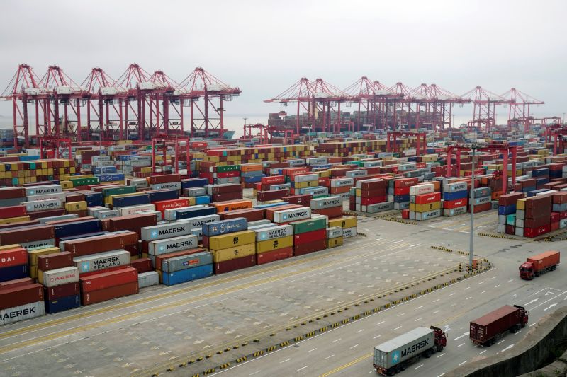 Containers are seen at the Yangshan Deep Water Port in Shanghai April 24, 2018. u00e2u20acu2022 Reuters pic 